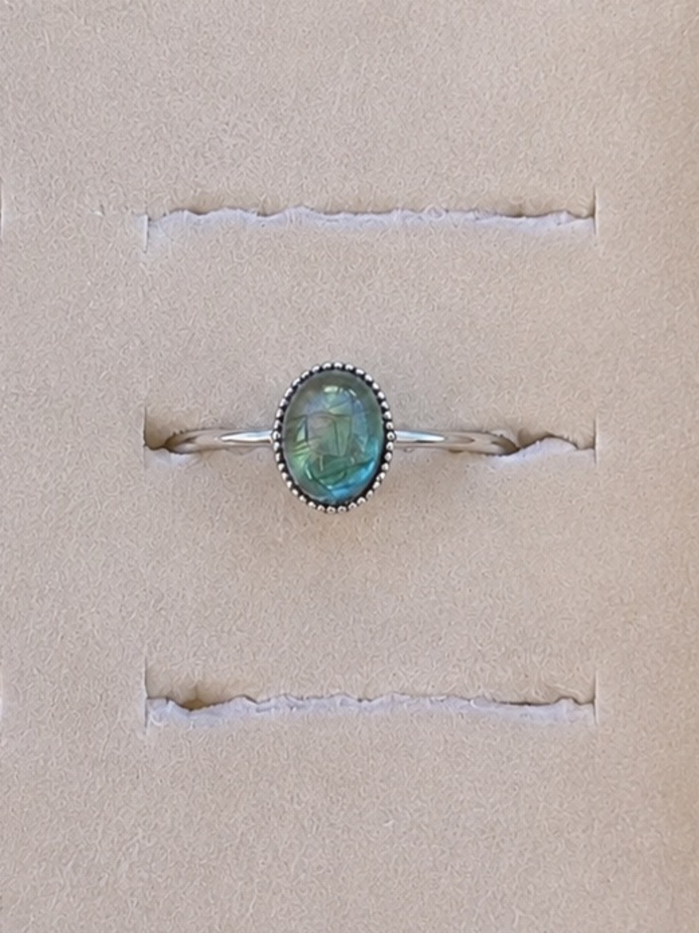Translucent Moss Agate Adjustable Ring
